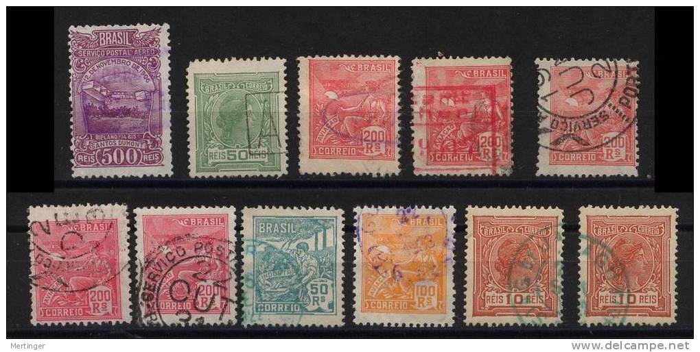 Brazil Brasilien 1920-40 11 Stamps With Good Postmarks - Colecciones & Series