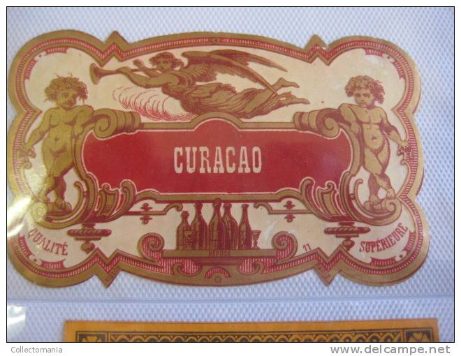 2 étiquettes  1870 à 1890  - Curaçao C.T. &amp; CURACAO Supérieure  Imprimeur NISSOU - Rum