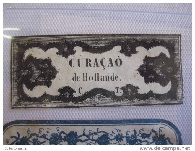 2 étiquettes  1870 à 1890  - Curaçao C.T. &amp; CURACAO Supérieure  Imprimeur NISSOU - Rhum