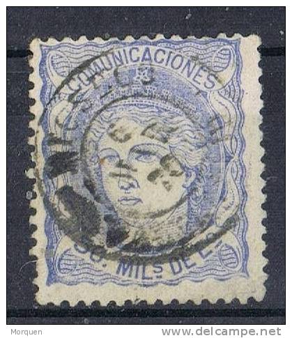 Sello 50 Mils Alegoria 1870, Fechador RIOSECO (Valladolid), Num 107 º - Used Stamps