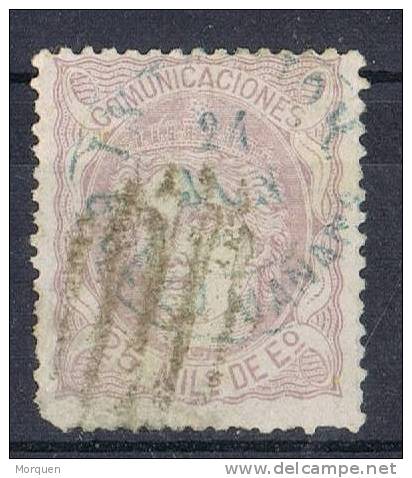 Sello 25 Mils Alegoria 1870, Fechador Azul INTERIOR Mañana MADRID,  Num 106 º - Used Stamps