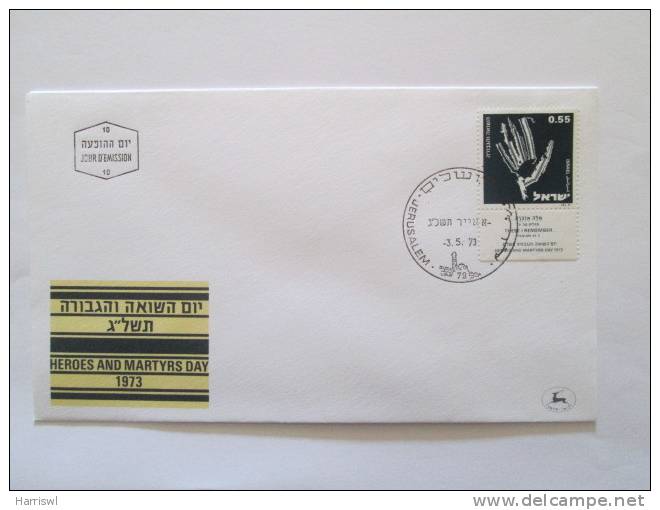 ISRAEL1973 HOLOCAUST MEMORIAL DAY FDC - Covers & Documents