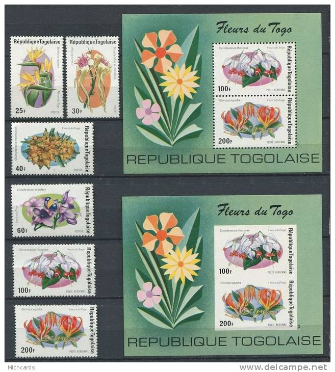 TOGO 1975 - Fleur  Flower Blumen - Neuf Sans Charniere (Yvert 827/30 - A 244/45 - 2 BF 85 D Et ND) - Togo (1960-...)
