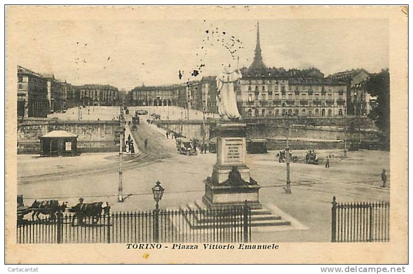 TORINO. PIAZZA VITTORIO EMANUELE AGLI INIZI DEL '900. CARTOLINA DEL 1911 - Orte & Plätze