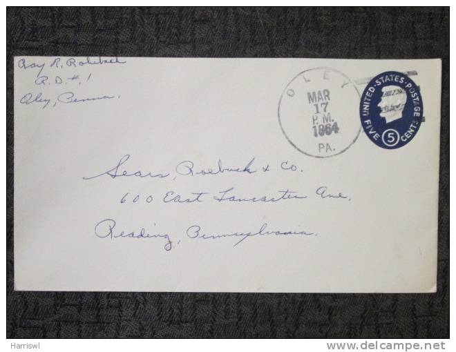 USA 1964  COVER OLEY POSTMARK - Marcophilie