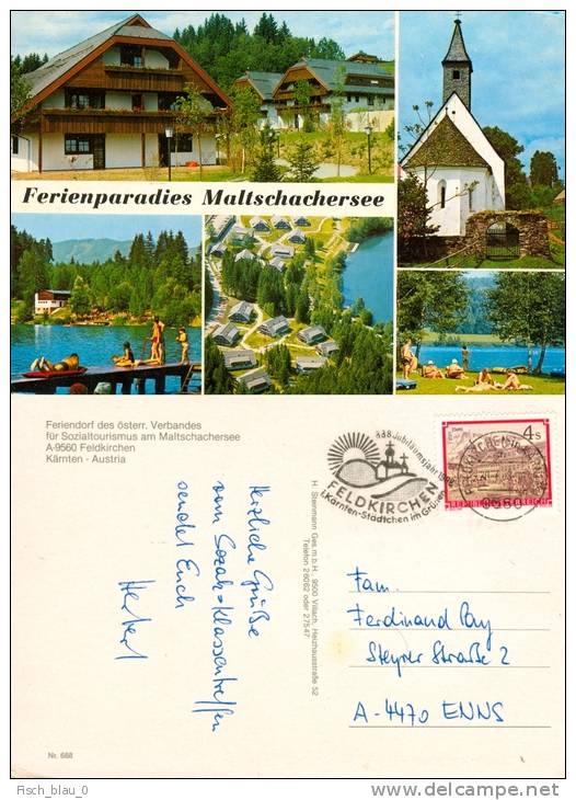 AK Kärnten Maltschachersee Feldkirchen Stempel 888-1988 Feriendorf Ueldchiricha Österreich AUSTRIA Autriche Carinthia - Feldkirchen In Kärnten