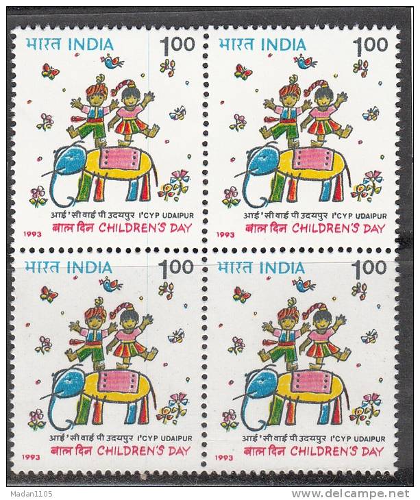 INDIA, 1993, National Children's Day, Childrens Day,  Block Of 4, MNH, (**) - Neufs