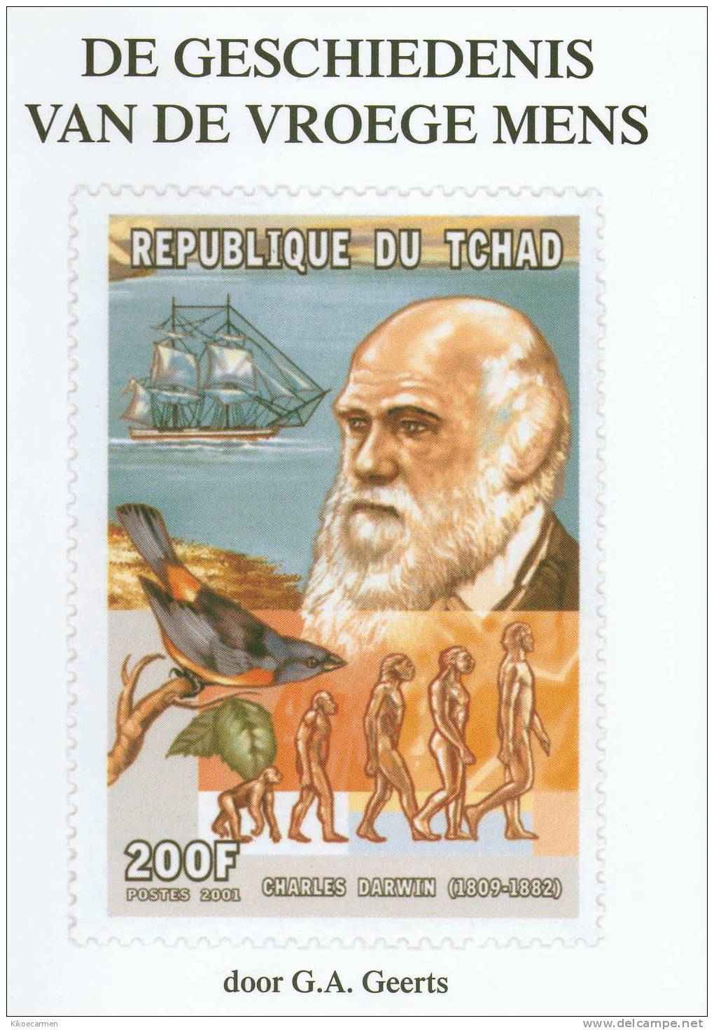 DARWIN IN STAMPS 2scans B/W Biology Evolution Monkey To Man Animal Origin Species Fauna Biologia Galapagos - Thema's