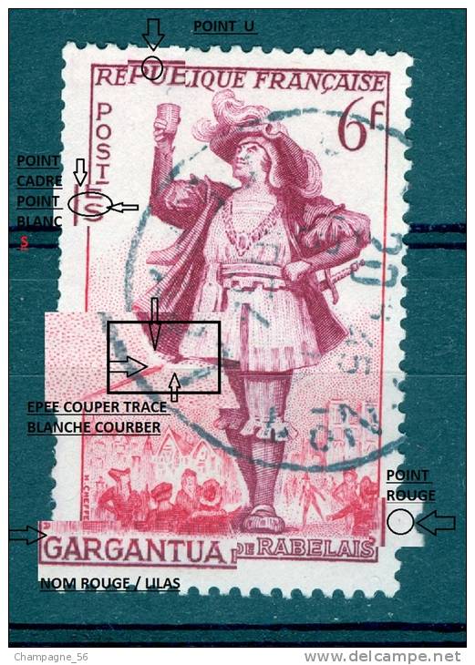 VARIÉTÉS FRANCE  1953 N° 943 THÉÂTRE GARGANTUA OBLITÉRÉ - Oblitérés