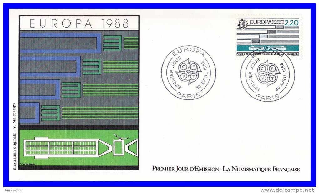 2531-2532 (Yvert) Paris Et Strasbourg Sur 3 FDC “La Numismatique Française” - Europa. Transports Et Communication - 1988 - 1980-1989