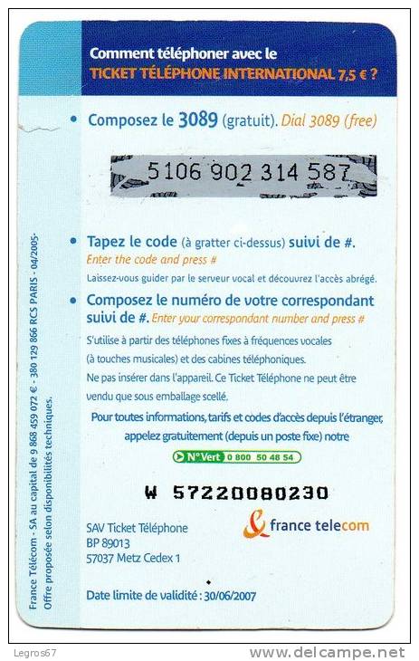 Ticket Téléphone 7,50 €	30/06/2007 - Tickets FT