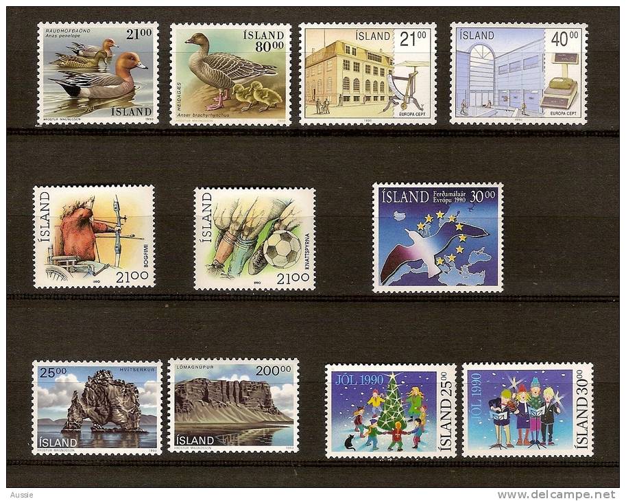 Islande Ijsland Island 1990 Yvertn° Entre 691-694 *** MNH Cote 30,25 Euro Faune, Cept, Noel, Paysages - Nuevos