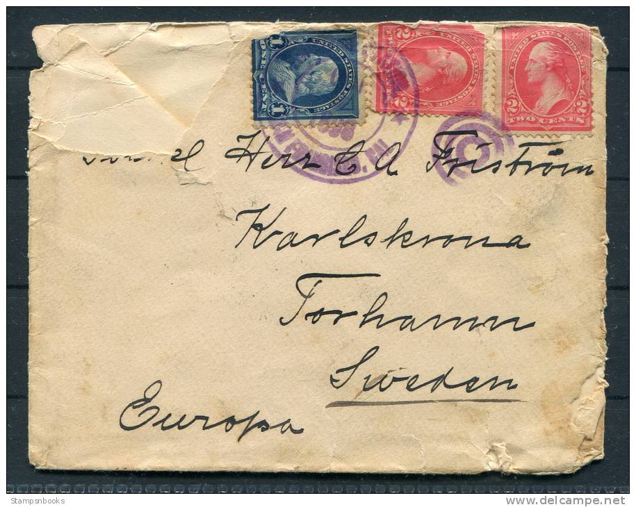 1898 USA Philippines Singapore Sweden - Torhamn Karlskrona Military Cover - Philippinen