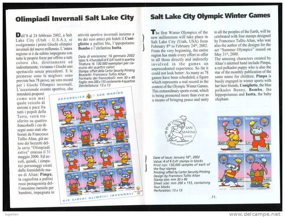 SAN MARINO - SANT MARIN -Philatelic Bulletin - Salt Lake City Olympic Winter Games 2002 - Hiver 2002: Salt Lake City