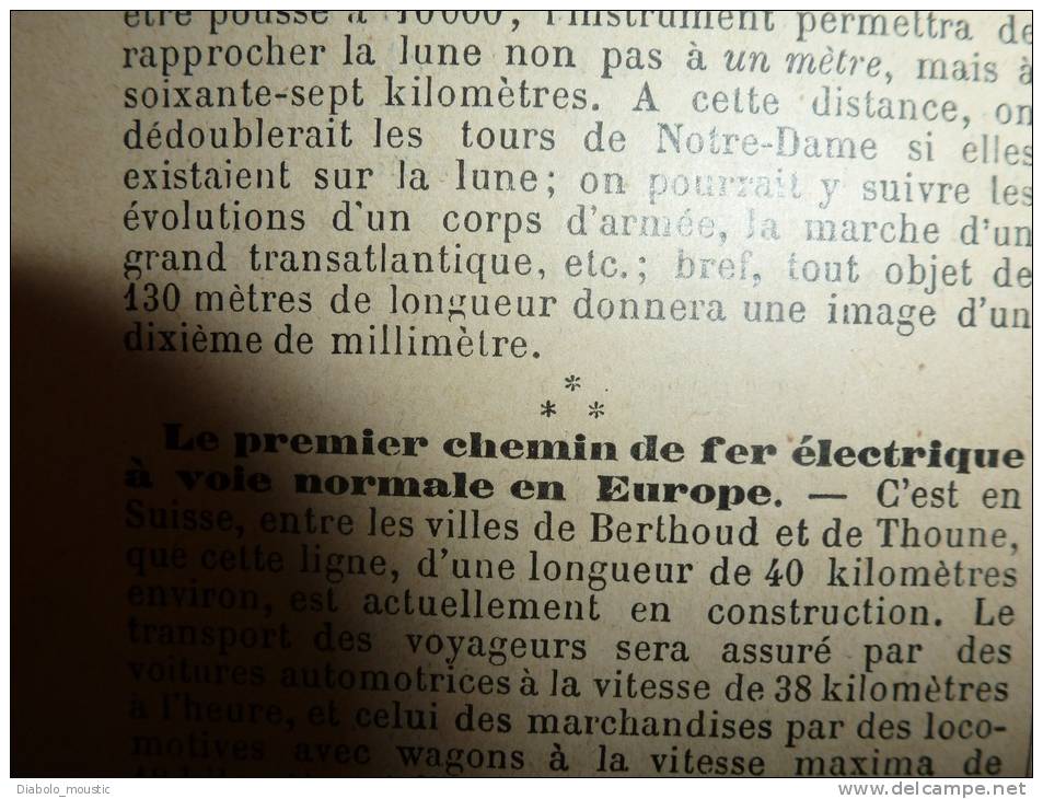 1898 Le Petit Français Illustré : 1er Chemin De Fer électrique Berthoud-Thoune ; Millénaire  SAUCISSE De Francfort ; - 1850 - 1899