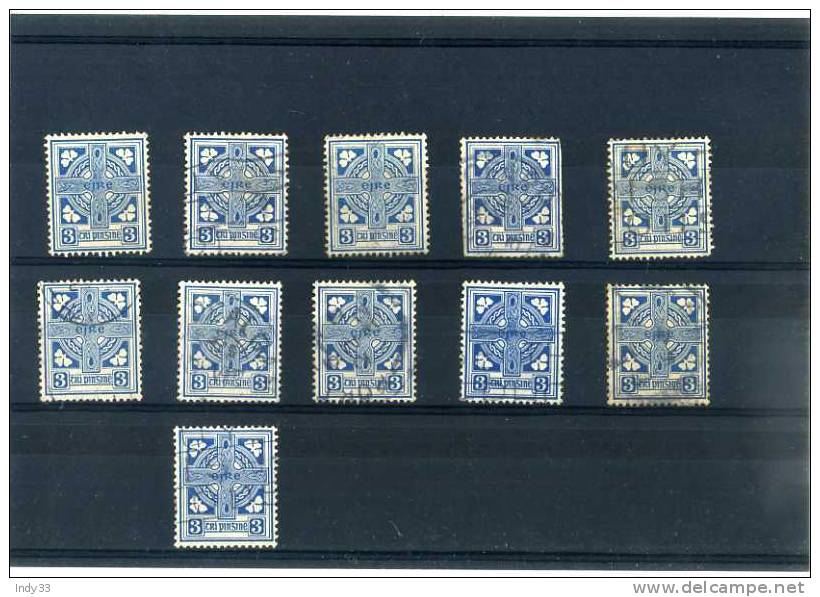 - IRLANDE 1922/24 . SUITE DE TIMBRES 3P. BLEU CROIX CELTIQUE  OBLITERES . - Oblitérés