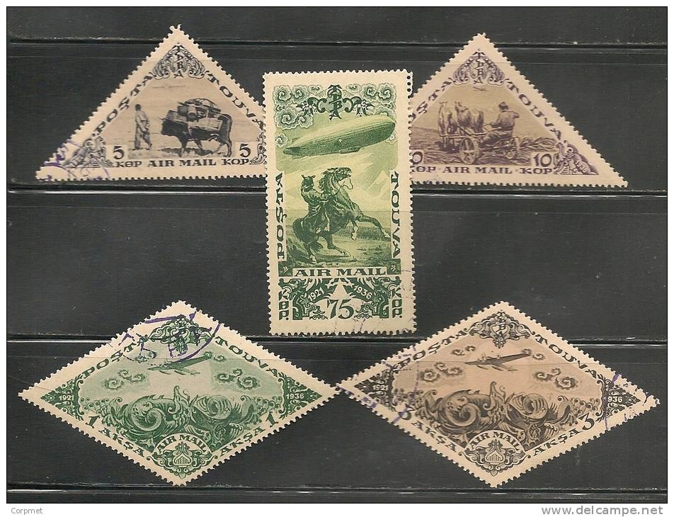 TOUVA - Air Mail - Topical FAUNA - CHEVAUX - 1936 - Yvert # A10-11-15-16-18  - CTO USED - Tuva