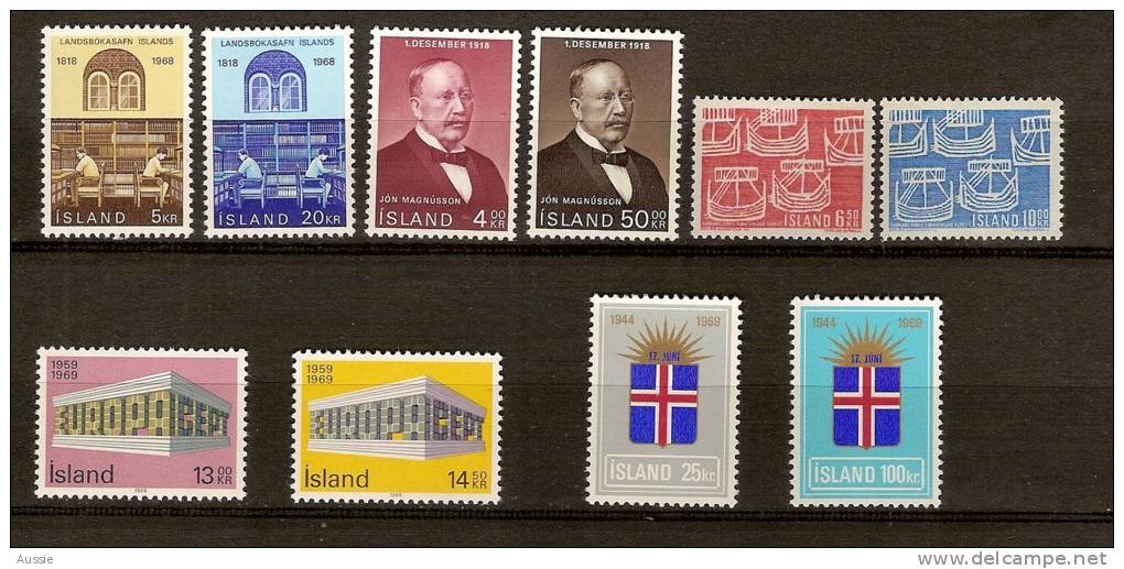 Islande Ijsland Iceland 1969 Yvertn° Entre 377 Et 386 *** MNH Cote 22 Euro - Neufs