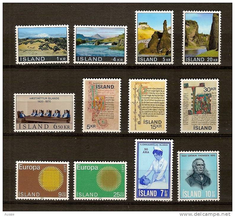 Islande Ijsland Iceland 1970 Yvertn° Entre 387 Et 398 *** MNH Cote 15 Euro - Unused Stamps
