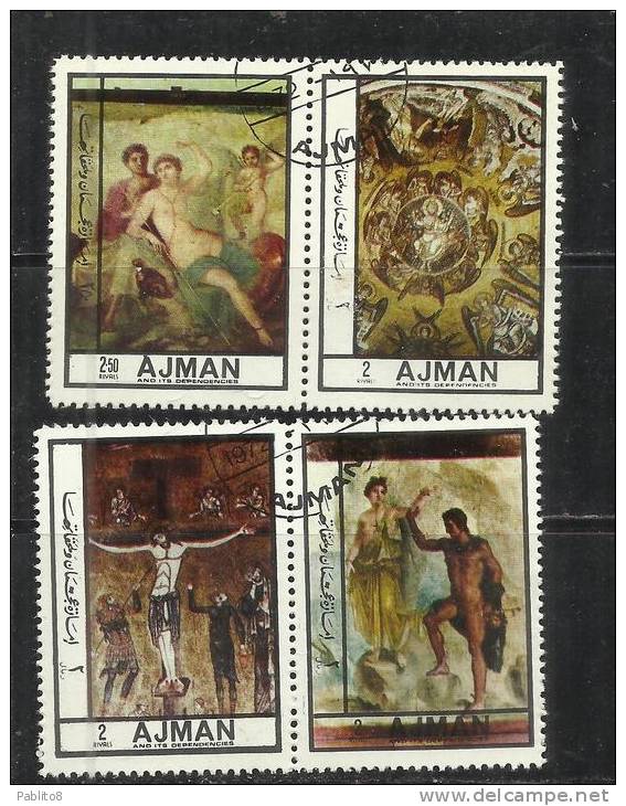 UNITED ARAB EMIRATES AJMAN 1972 ANTIC ART FRESCO PAINTINGS ARTE ANTICA AFFRESCHI USED - Ajman