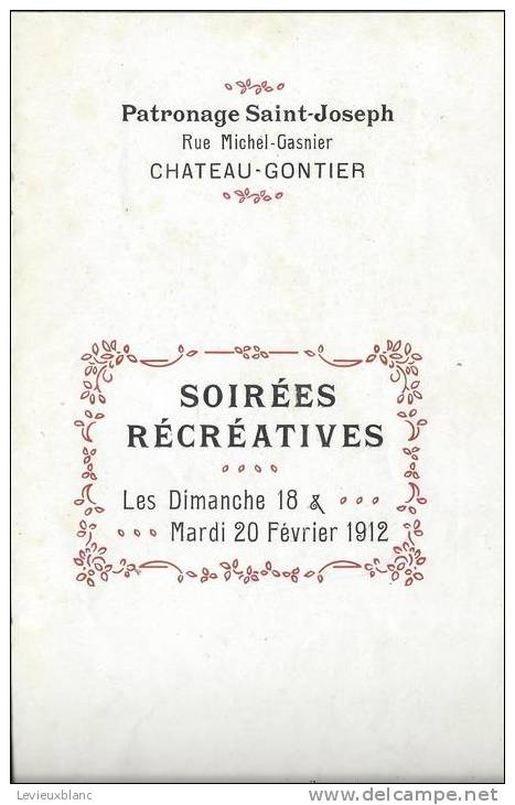 Patronage Saint-Joseph De Chateau-Gontier/Soirées Récréatives/ 1912   PROG49 - Programma's