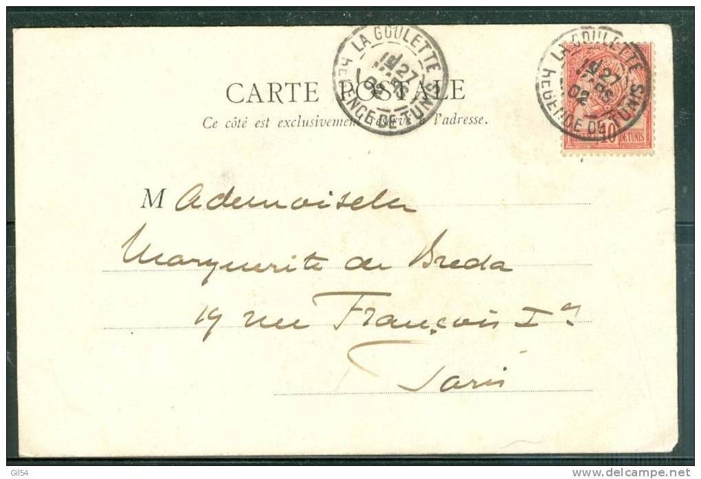 Tunisie Yvert N°23 Au Dos D'une Cpa  ( Mohamed Bey ) Oblitéré La Goulette /régence De Tunis En 1902  Am7221 - Other & Unclassified