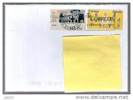 Espagne Lettre Cover CAD Barcelone 6-02-2012 /  2 Etiquette Timbre Distributeur Guichet ? - Lettres & Documents