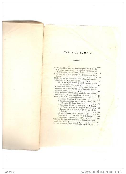 étude Sur Les Origines De La Pêche à Boulogne-sur-Mer(932-1550 )par E Deseille,tome Cinq,2eme Partie ,1874-1876 - Picardie - Nord-Pas-de-Calais