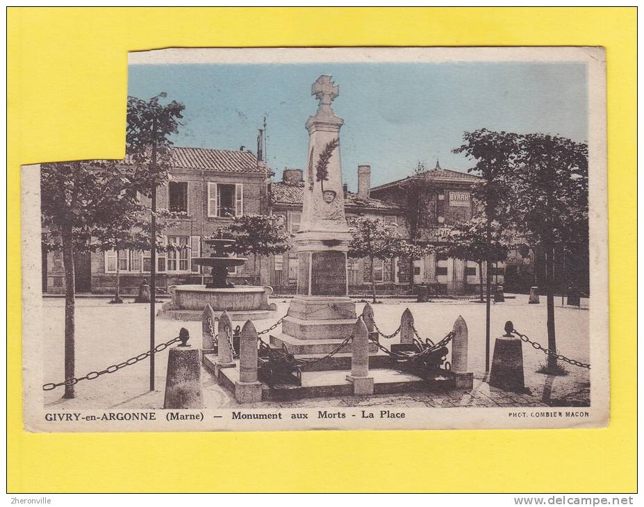 CPA - GIVRY En ARGONNE - Monument Aux Morts - La Place - Givry En Argonne