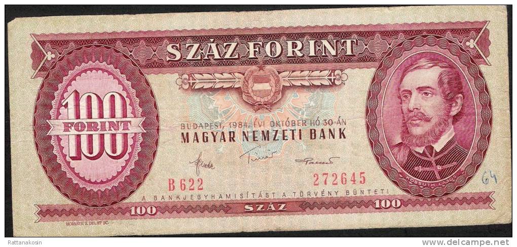 HUNGARY  P171g   100   FORINT   1984    VF - Hungary