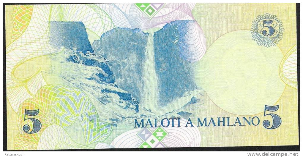 LESOTHO   P10 5  MALOTI  1989  #E  Signature 3   UNC. - Lesotho