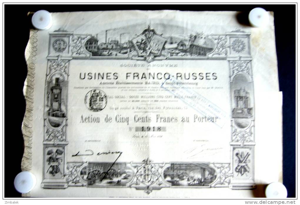 USINES FRANCO-RUSSES - ACTION DE 500F 1881 - Russland