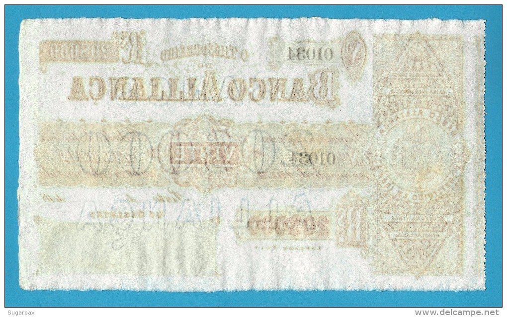 PORTUGAL &#9733; 20 000 Réis &#9733; 20$000 Rs &#9733; Pick S 142 - UNC. - BANCO ALLIANÇA ( ALIANÇA )  &#9733; See Scans - Portugal