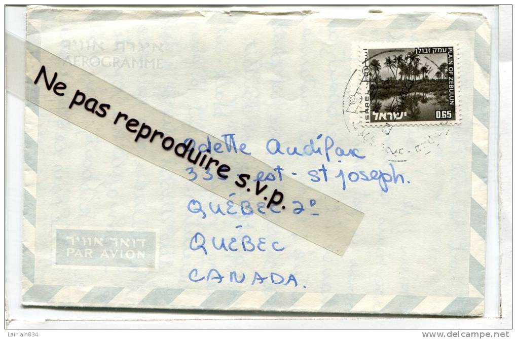 -Aérogramme - Air Mail, ISRAÉL,  Stamp 0,65, Par Avion, 1973, Bon état, écrite Du Kibboutz MASSADA, Scans. - Covers & Documents