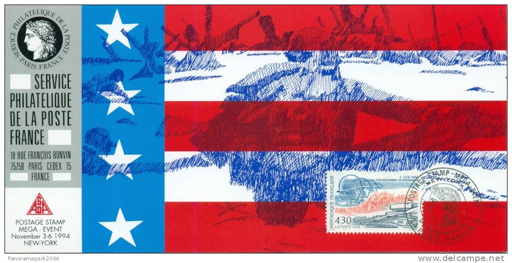 124 Carte Officielle Exposition Internationale Exhibition New York 1994 FDC World War Stars And Stripes USA Flag - Other & Unclassified