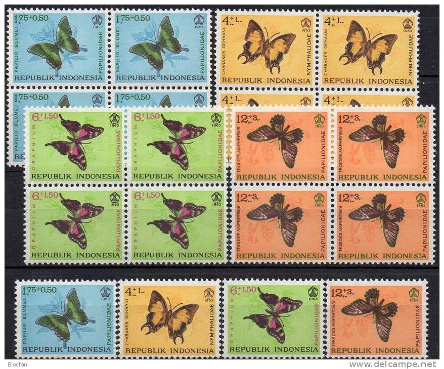 Naturschutz Schmetterling 1963 Indonesien 421/4 Plus 4x4Block ** 20€ WWF Nature Bloc Butterfly Sheet M/s Bf Of Indonesia - Indonesien