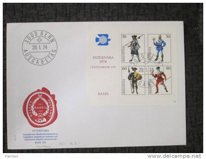 SWITZERLAND 1974 INTERNATIONAL PHLIATELIC SHOW BASEL M/S - Alderney