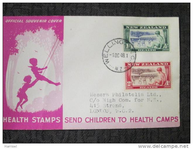 NEW ZEALAND 1948 HEALTH STAMPS OFFICIAL SOUVENIR COVER - Cartas & Documentos