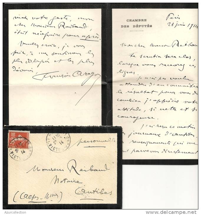 LETTRE FRANCOIS ARAGO DEPUTE 06 EN 1914 - Autres & Non Classés