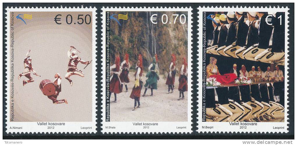 REPUBLIC OF KOSOVO 2012, "Folklore - Kosova Dancing", Set Of 3v** - Kosovo