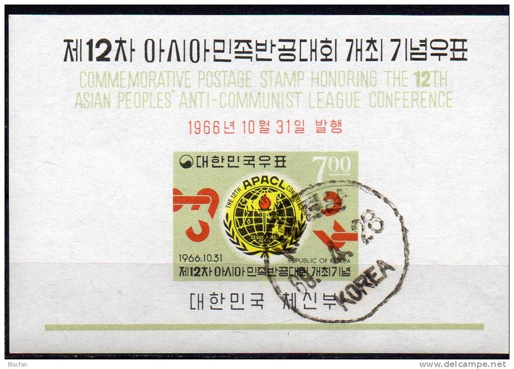 Zusammenarbeit In Asien 1966 Korea Block 238 O 5€ Kette Zerbrochen Bf M/s Symbol Bloc Cooperation Sheet Of South-Corea - Korea, South