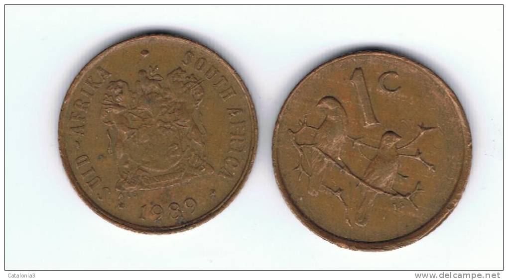 SUD AFRICA -  1 Cent 1989  KM82  - Sparrows / Gorriones - Animal Coins - Sudáfrica