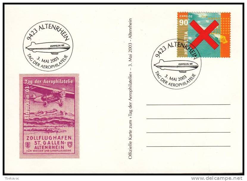 Switzerland 2003, Card "Day Of Aerophilately" - Brieven En Documenten