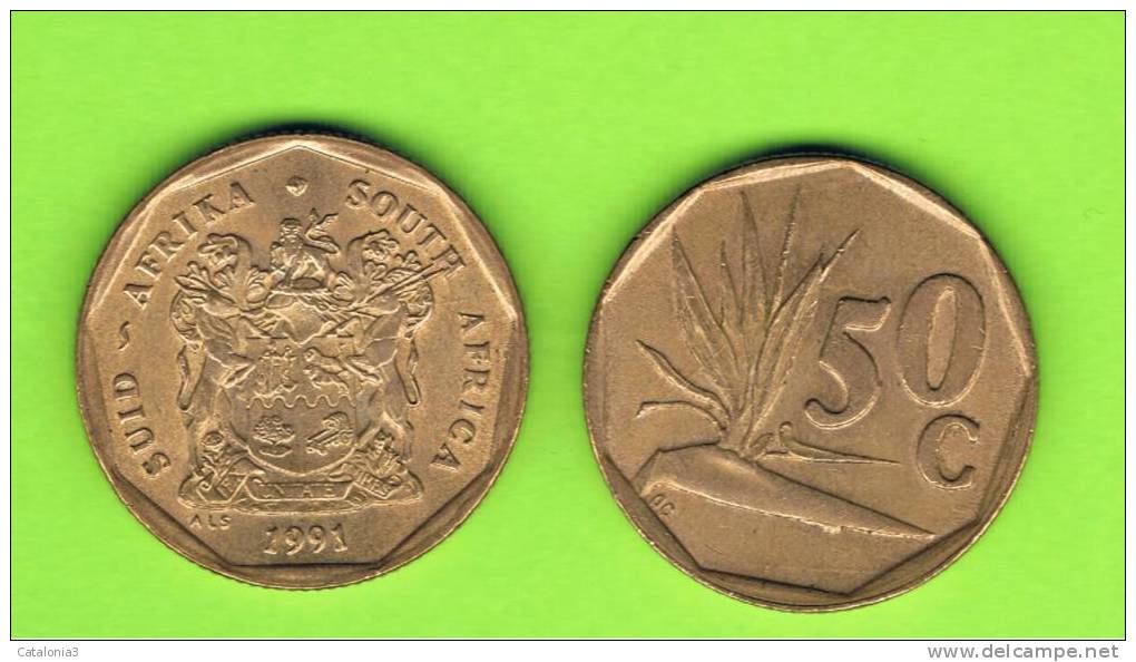 SUD AFRICA -  50 Cents  1991  KM137  -  Planta - Sudáfrica