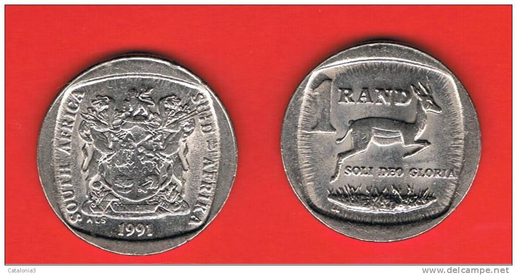 SUD AFRICA -  1 Rand 1991  KM138  - Gacela /  Springbok  - Animal Coin - Sudáfrica