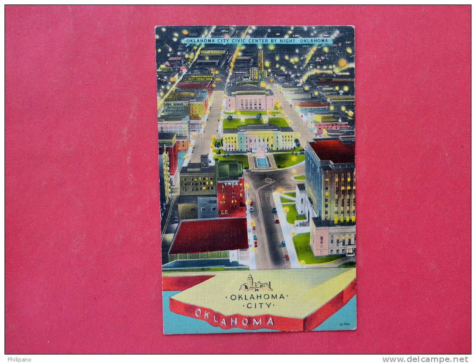 Oklahoma > Oklahoma City Civic Center At Night 1945 Cancel No Stamp  Linen  Ref 922 - Oklahoma City