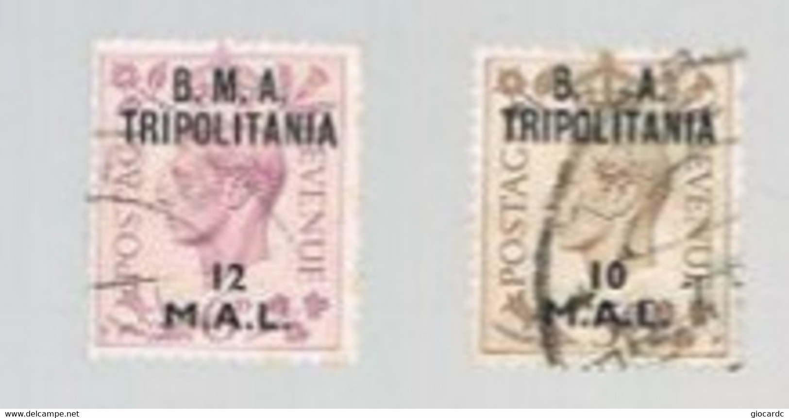 ITALIA - OCCUP. MILITARE TRIPOLITANIA -  2 FRANCOBOLLI SOPRAST. B.M.A. E B.A.       -   USATI - Tripolitania