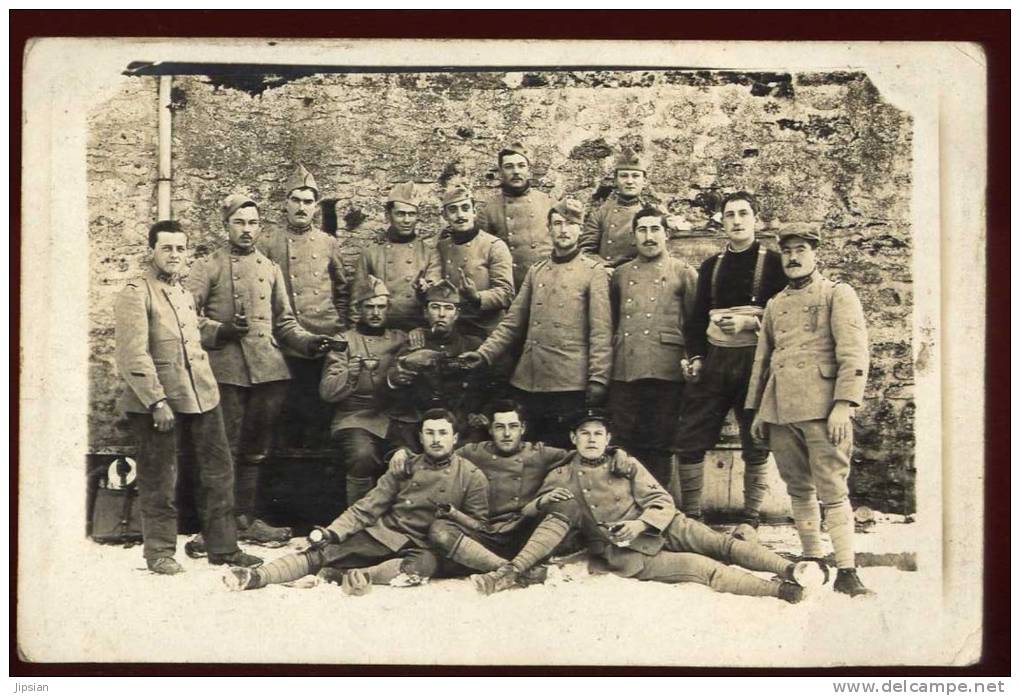 Cpa Carte Photo Du  78 Guitrancourt  Peloton Des E.C. 9ème Bat.on  6è Colonial  En 1919     FRVA6 - Guyancourt