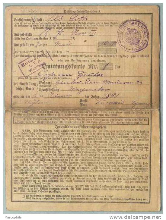 RHEINPROVINZ - HANNOVER - WESTFALEN - ELSASS / 1911 SELTENE QUITTUNGSKARTE (ref 2195) - Briefe U. Dokumente