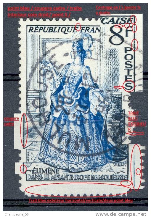 * 1953 N° 956 THÉÂTRE CELIMENE 30.12.195? OBLITÉRÉ - Used Stamps